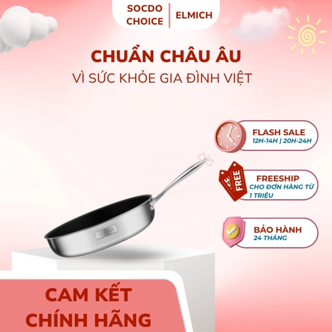 Chảo chống dính Inox dập nguyên khối Elmich Trimax Classic EL-2703OL